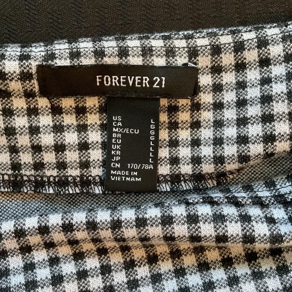 Forever 21 Skirt Womens Large Black White Houndstooth Mini Bodycon Stretch - Picture 2 of 9
